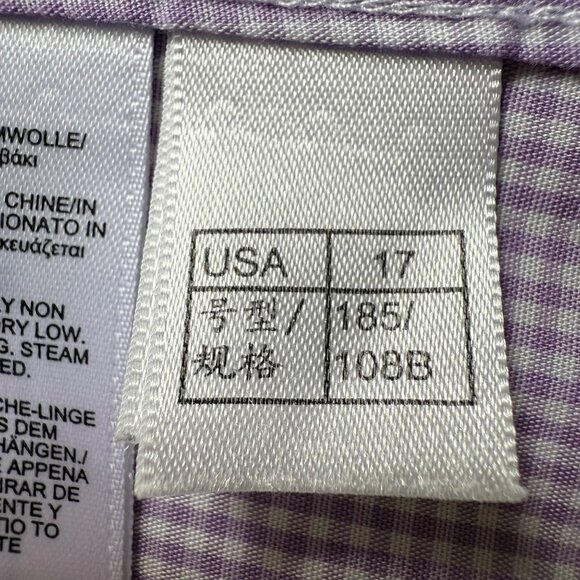 Brooks Brothers Size 17 2/3 Purple Gingham Regent Non-Iron Cotton Dress Shirt - Picture 3 of 12